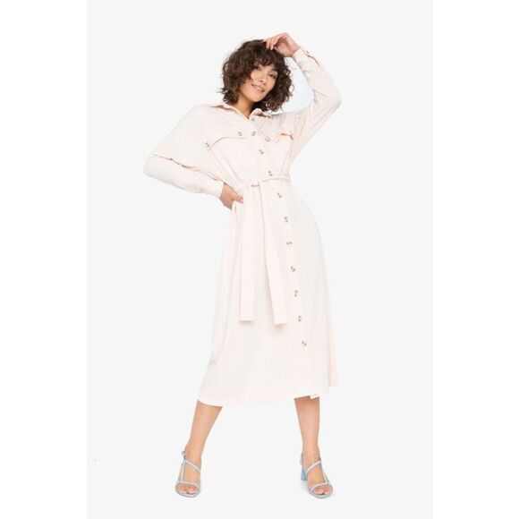 Callahan Revolve Lir Dress Size XS Button front Ribbed Stretch Pink - Picture 1 of 4